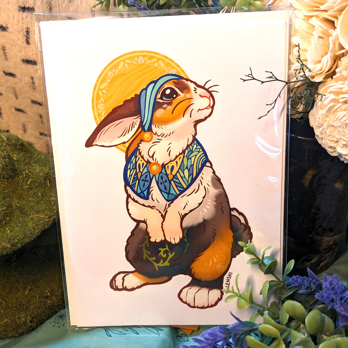 Daydreaming Bunny- Blank Folded Greeting Card