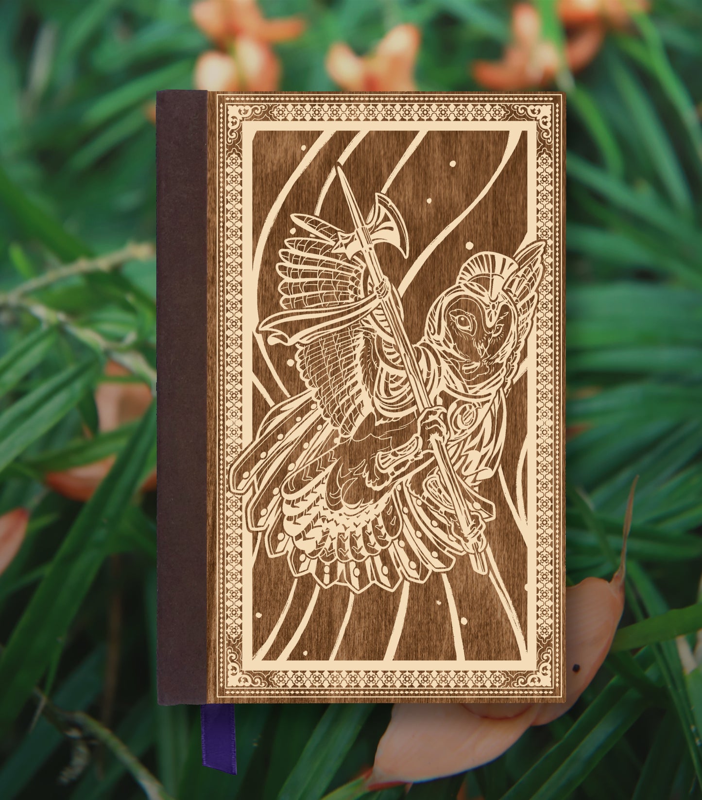 City Guard Owl Magnetic Wooden Journal, Brown & Cream