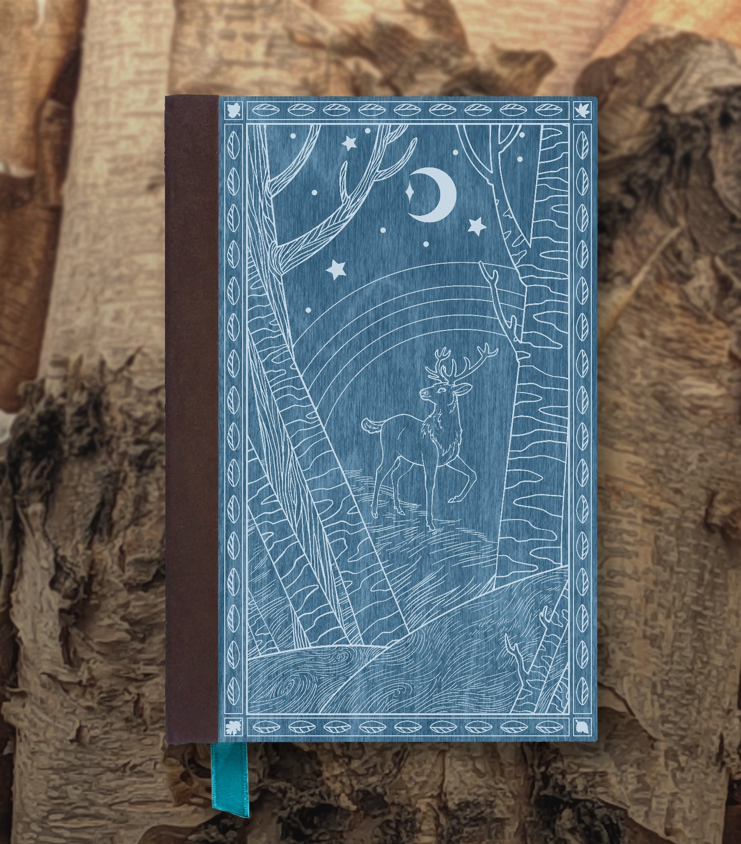 Forest Prince Magnetic Wooden Journal, Blue & Gray