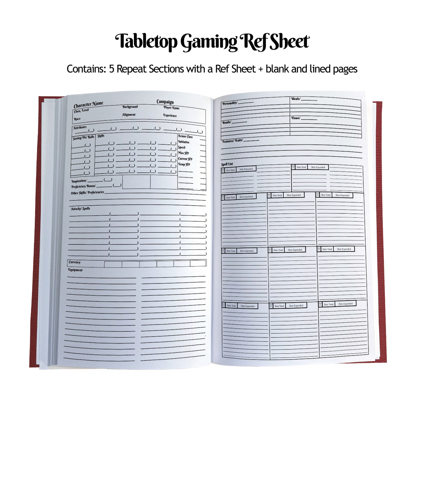 Tabletop Game Character Sheet Magnetic Journal Refill (1 size)
