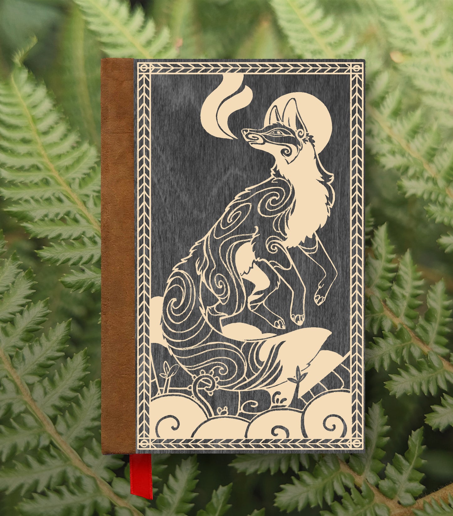 Dancing Fox Magnetic Wooden Journal, Black & Cream