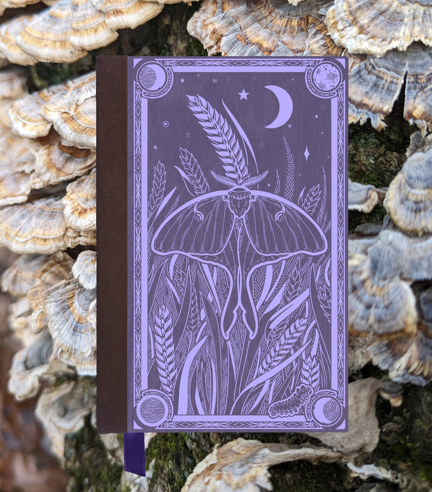 Luna Moth Magnetic Wooden Journal, Purple & Lavender