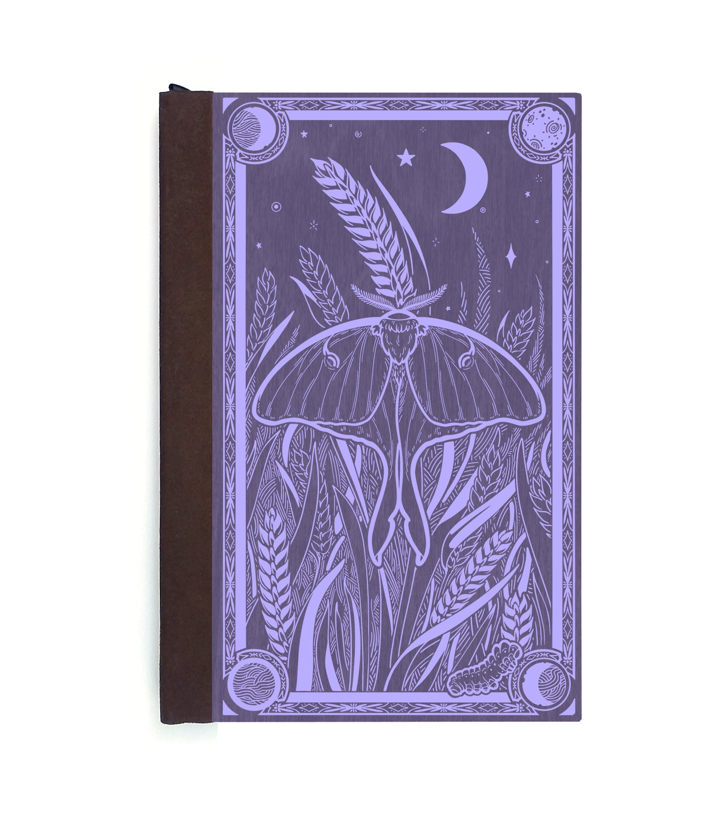 Luna Moth Magnetic Wooden Journal, Purple & Lavender