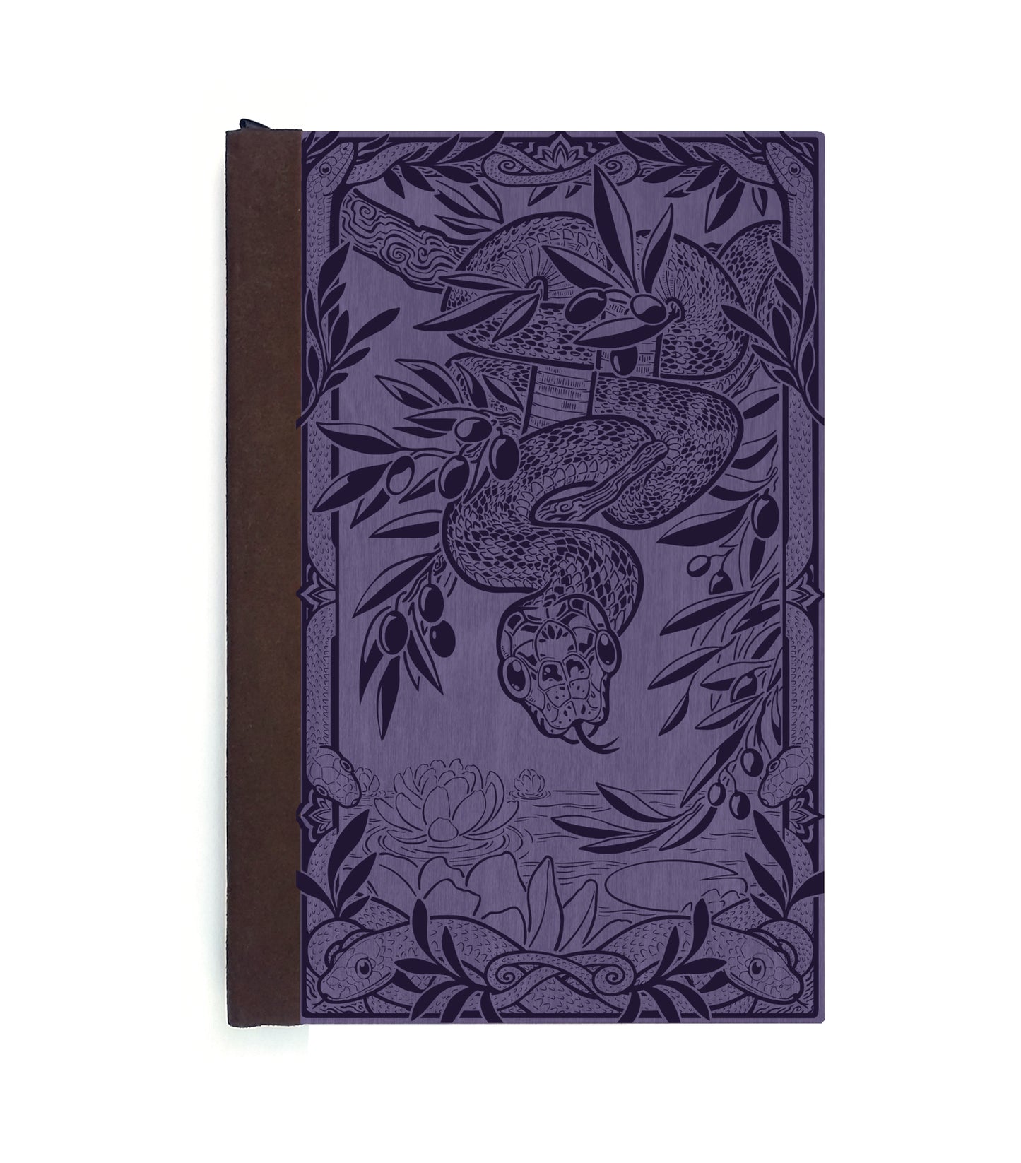 Wood Snake Magnetic Wooden Journal, Purple & Dark Purple