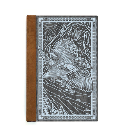 Warbler Blue Miner Magnetic Wooden Journal, Black & Gray