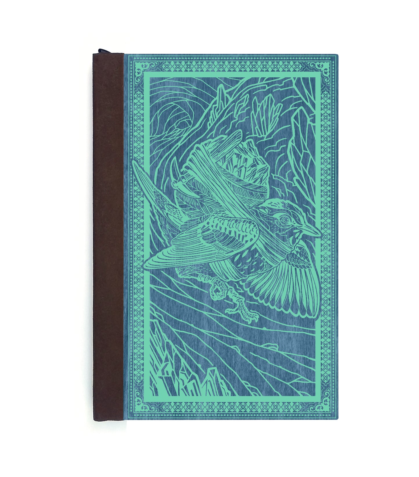 Warbler Blue Miner Magnetic Wooden Journal, Blue & Teal