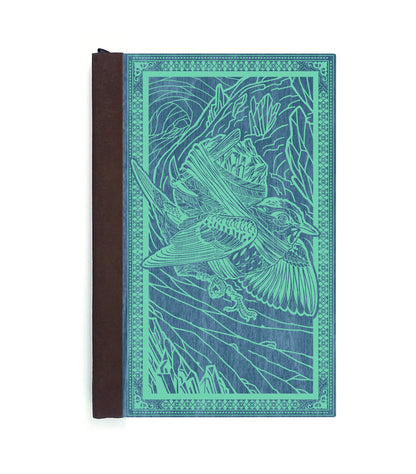 Warbler Blue Miner Magnetic Wooden Journal, Blue & Teal