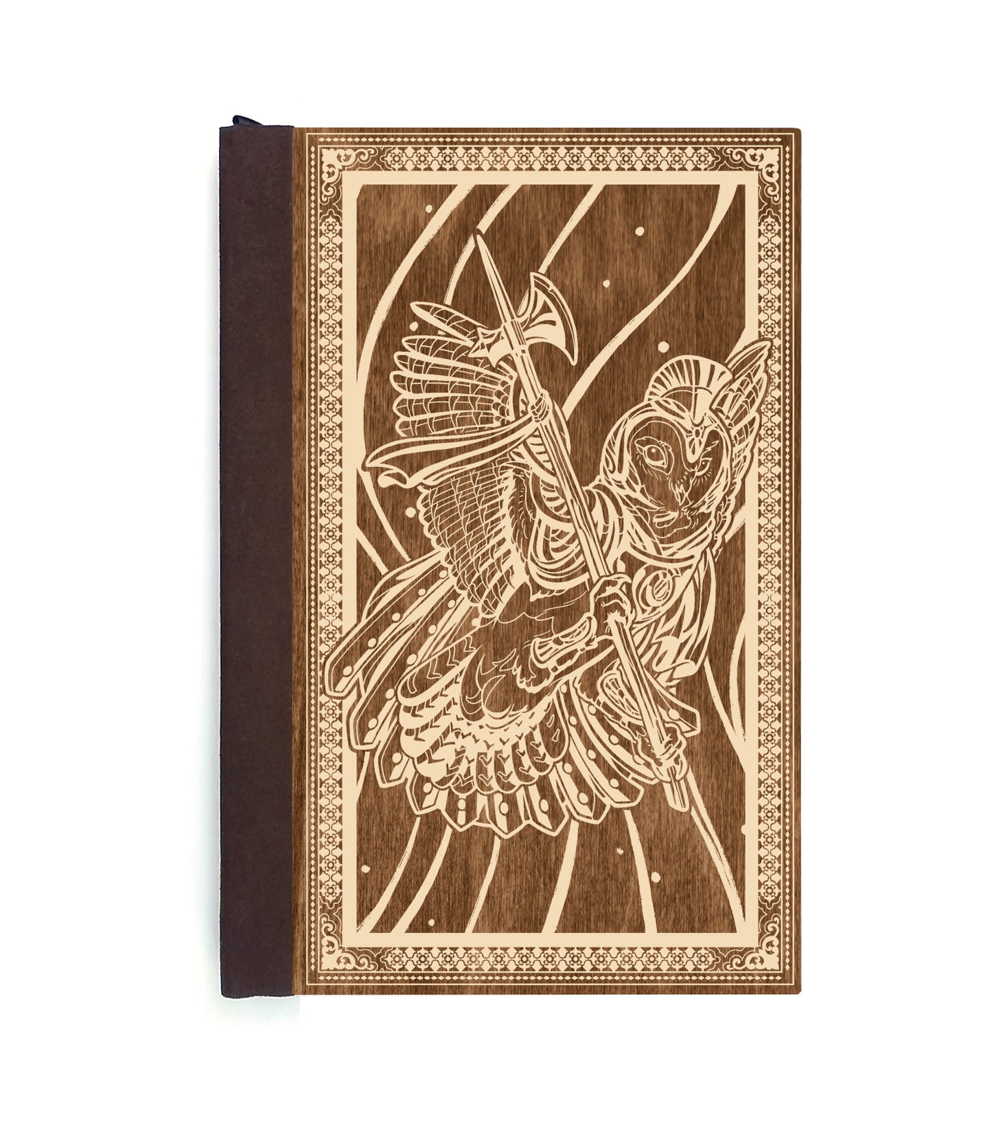 City Guard Owl Magnetic Wooden Journal, Brown & Cream
