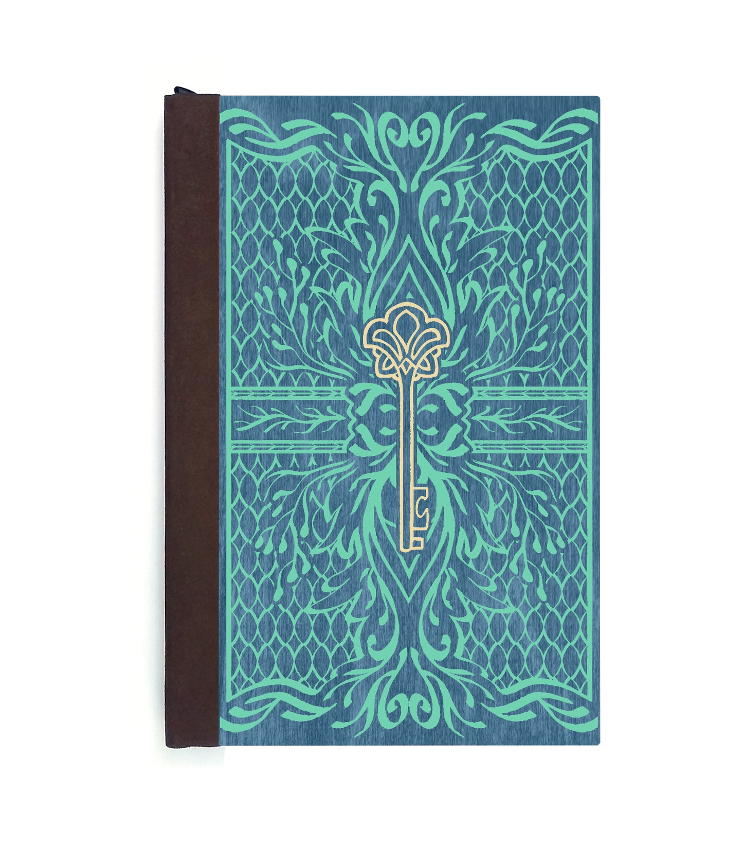 Enchanted Key Magnetic Wooden Journal, Blue & Navy