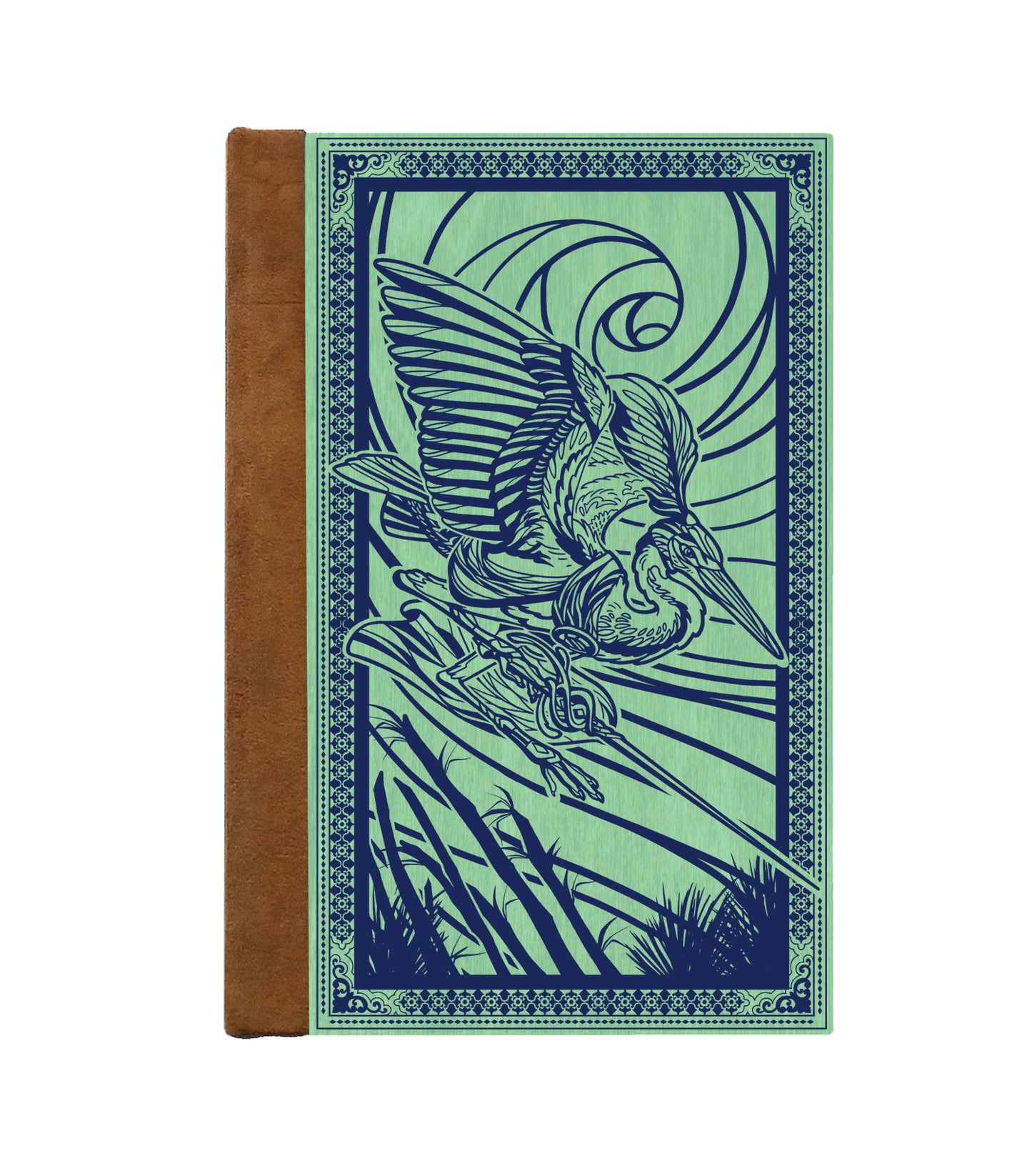 Heron Fencer Magnetic Wooden Journal, Jade & Blue