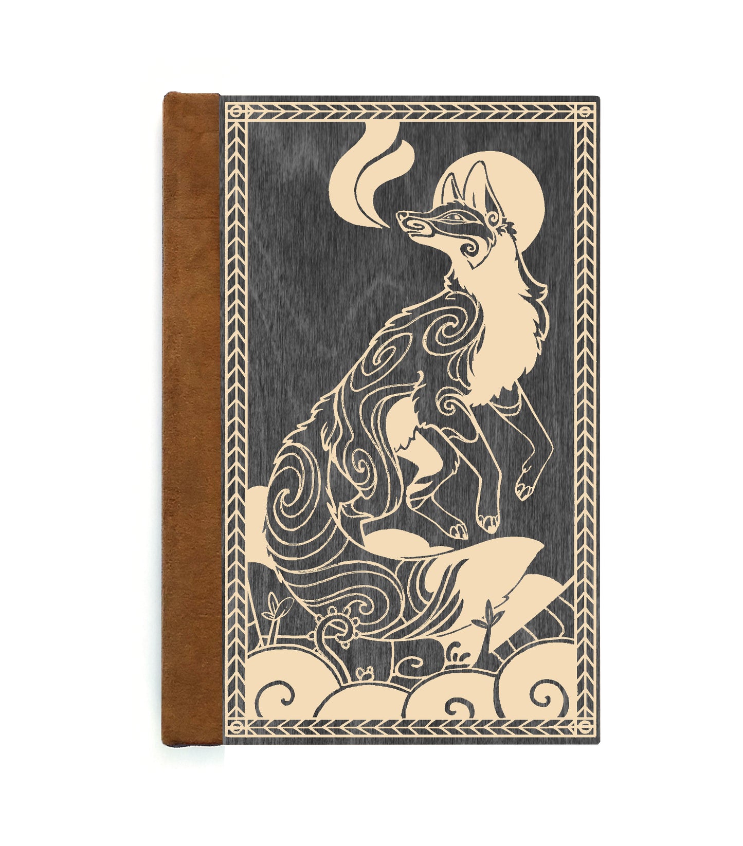 Dancing Fox Magnetic Wooden Journal, Black & Cream