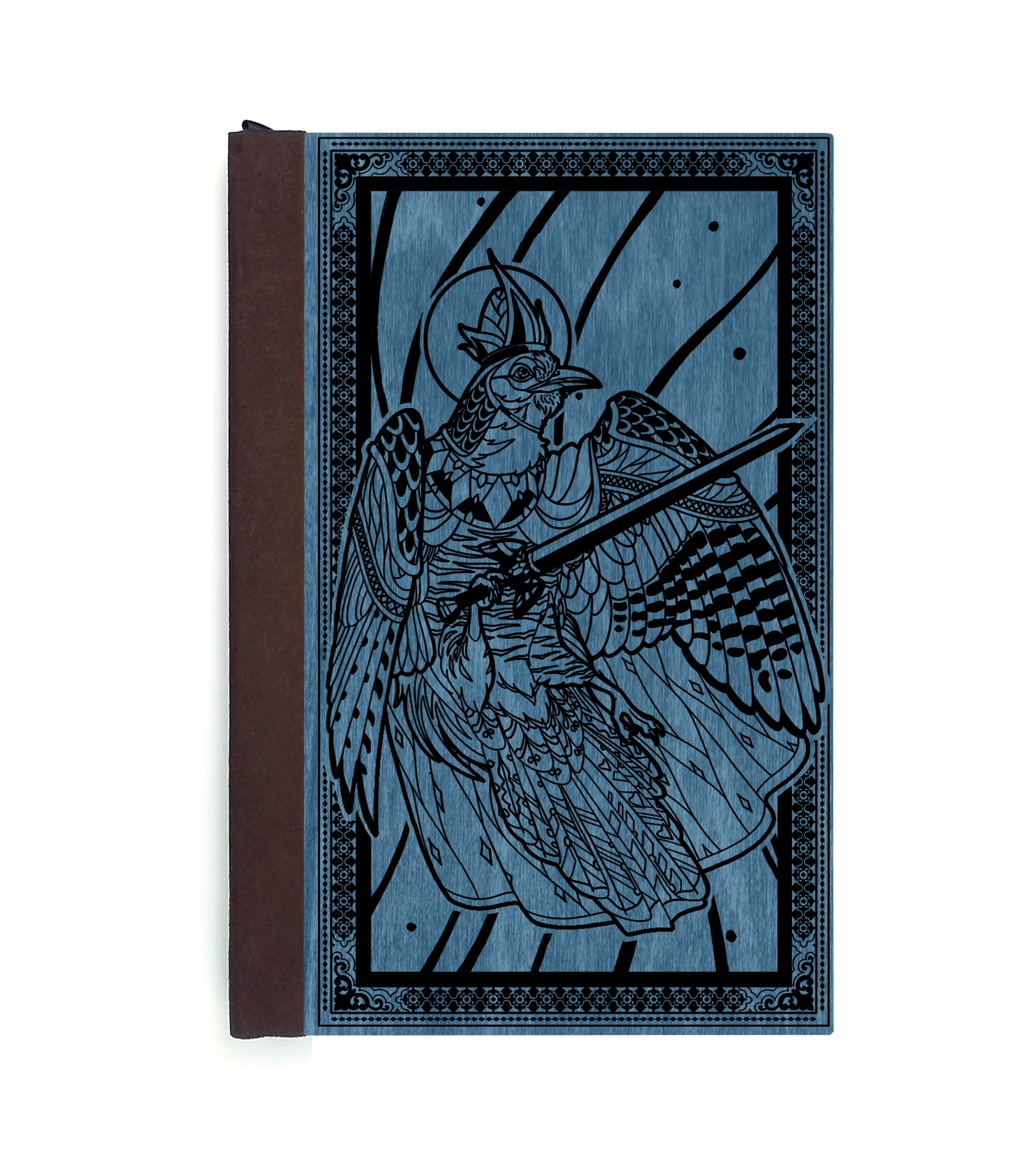 The King Cuckoo Magnetic Wooden Journal, Blue & Black