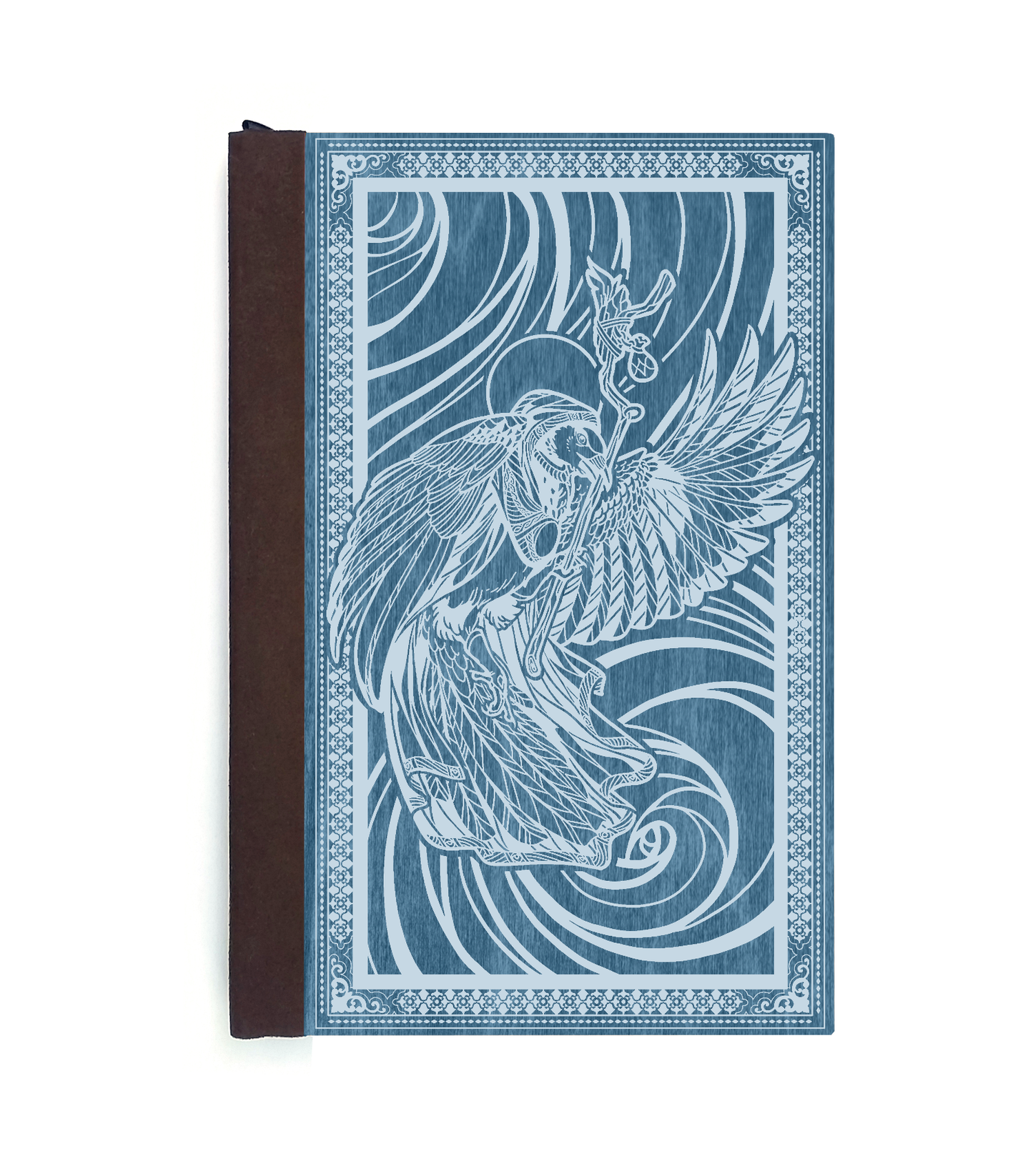 Mage Priest Magpie Magnetic Wooden Journal, Blue & Gray