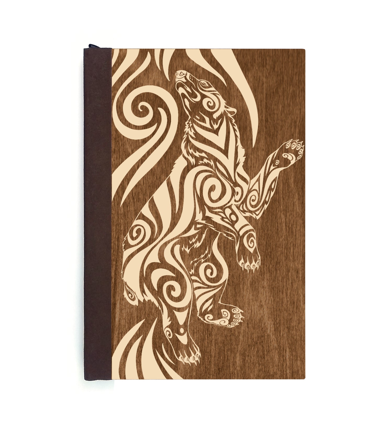 Diving Polar Bear Magnetic Wooden Journal, Brown & Cream