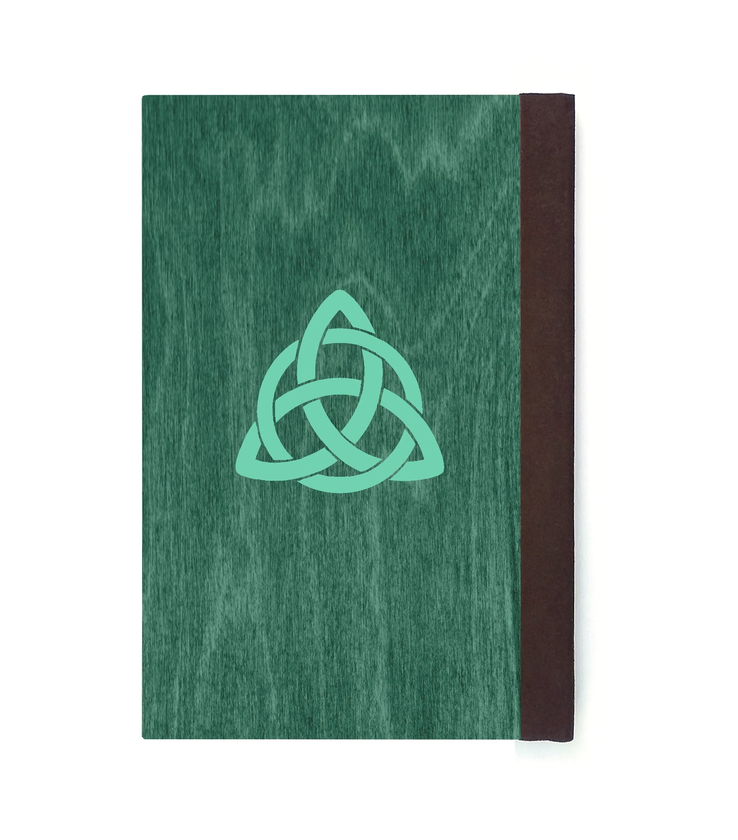 Triquetra Spellbook Magnetic Wooden Journal, Green & Teal