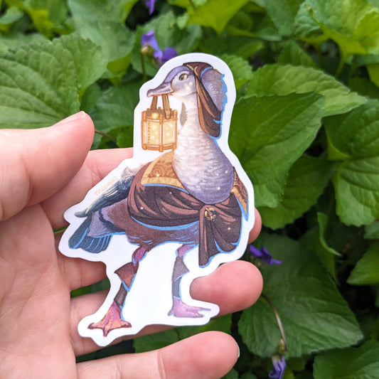 Orinoco Goose in a cloak with a lantern, vinyl sticker by Talenshi 