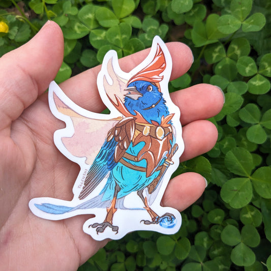 Armored Indigo Bunting with a chunk of Blue, vinyl sticker by Talenshi 
