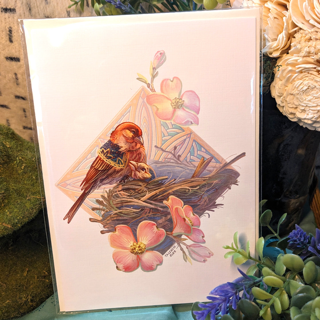 House Finches - Blank Folded Greeting Card