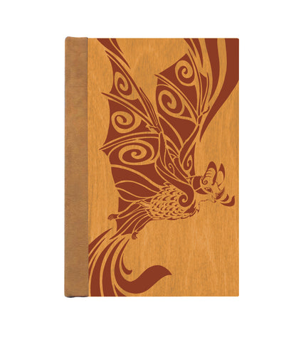 Cheerful Bat Magnetic Wooden Journal, Honey & Terra Cotta