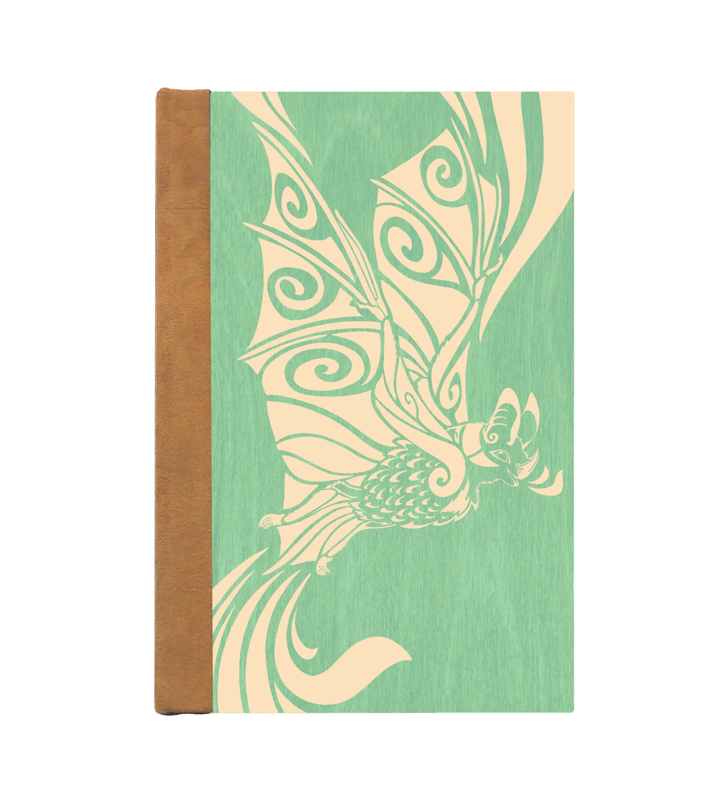 Cheerful Bat Magnetic Wooden Journal, Jade & Cream