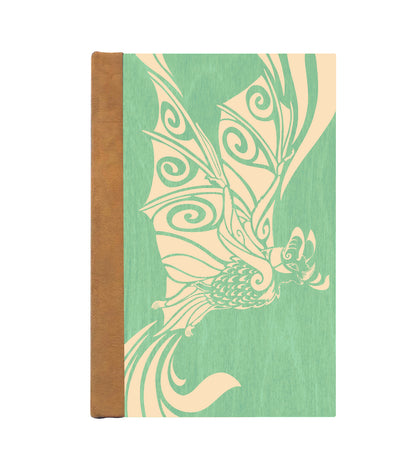 Cheerful Bat Magnetic Wooden Journal, Jade & Cream