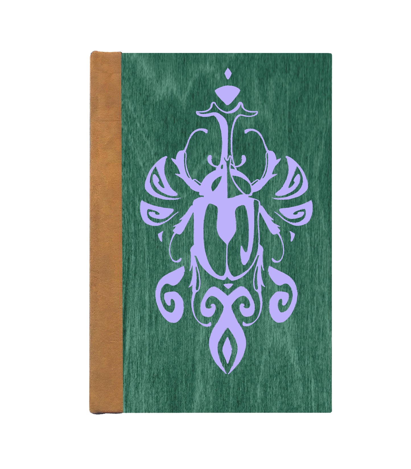 Scarabesque Beetle Magnetic Wooden Journal, Green & Lavender