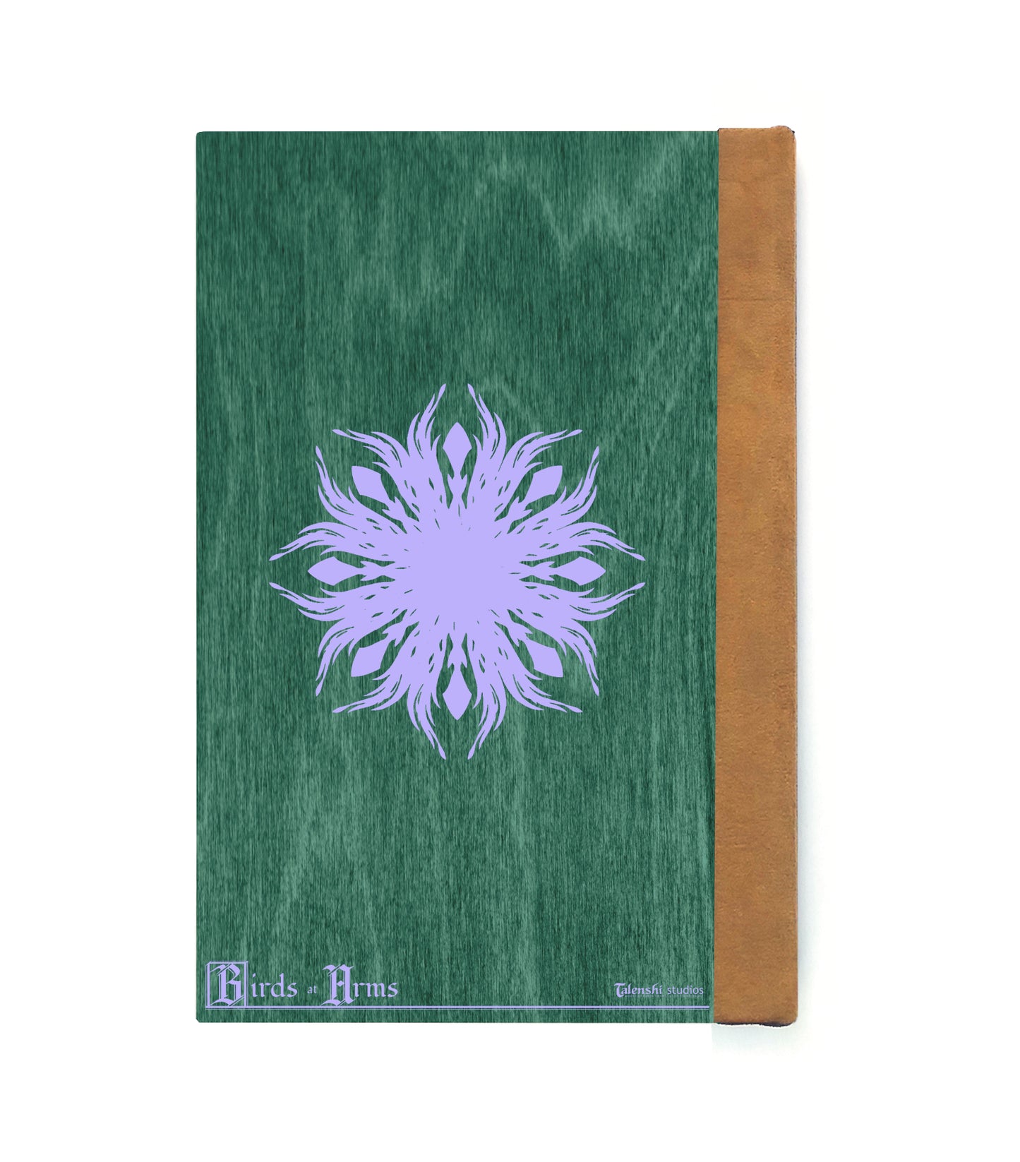 Mage Priest Magpie Magnetic Wooden Journal, Green & Lavender