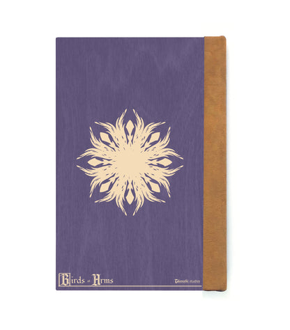 Warbler Blue Miner Magnetic Wooden Journal, Purple & Cream
