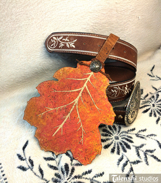 Cork Leather Zipper Pouch - Red - Black Oak (2 sizes)