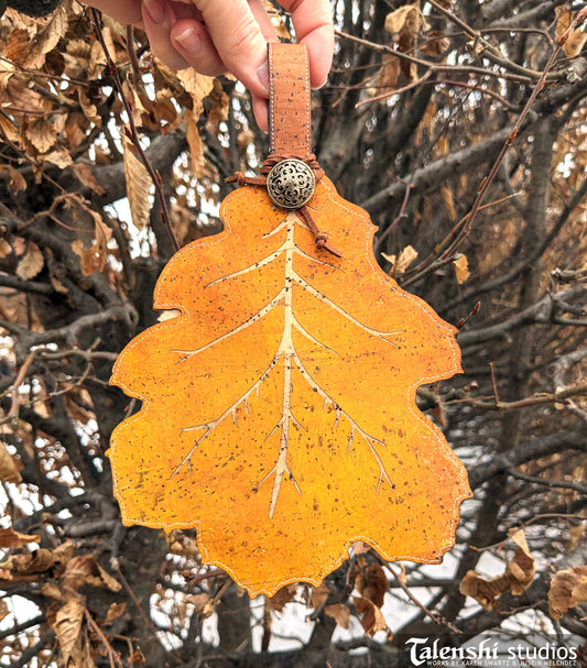 Cork Leather Zipper Pouch - Yellow - Black Oak (2 sizes)