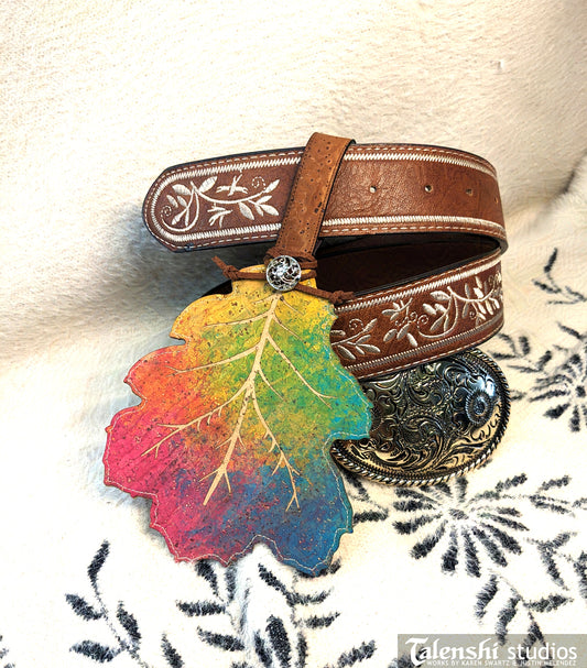 Cork Leather Zipper Pouch - Rainbow - Black Oak (2 sizes)