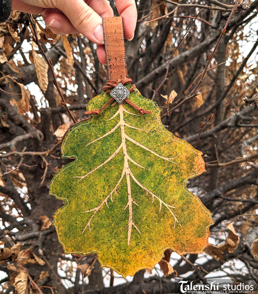Cork Leather Zipper Pouch - Green - Black Oak (2 sizes)