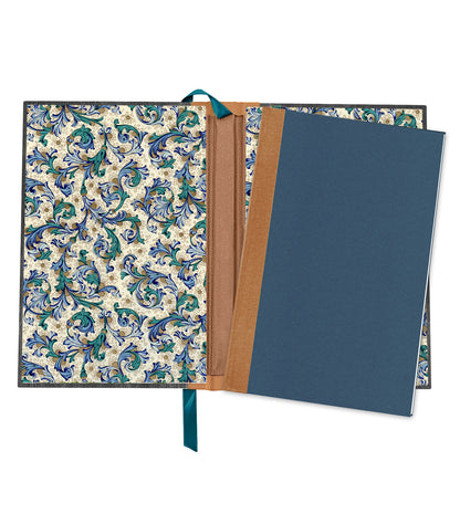 Blooming Lotus Magnetic Wooden Journal, Black & Teal