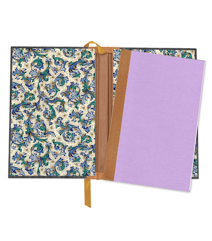 Spiraling Sharks Magnetic Wooden Journal, Black & Lavender