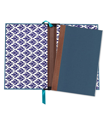 Gazing Dragon Magnetic Wooden Journal, Blue & Gray