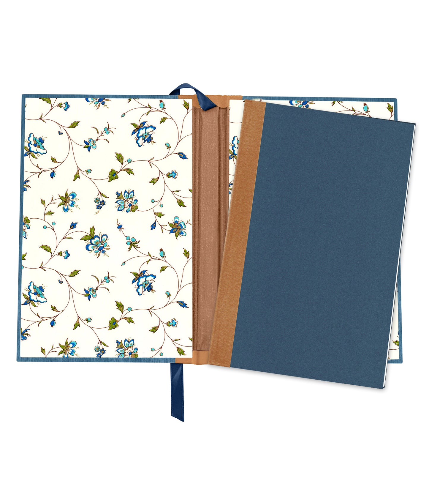 Blooming Lotus Magnetic Wooden Journal, Blue & Gray