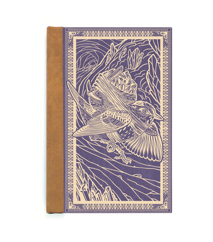 Warbler Blue Miner Magnetic Wooden Journal, Purple & Cream