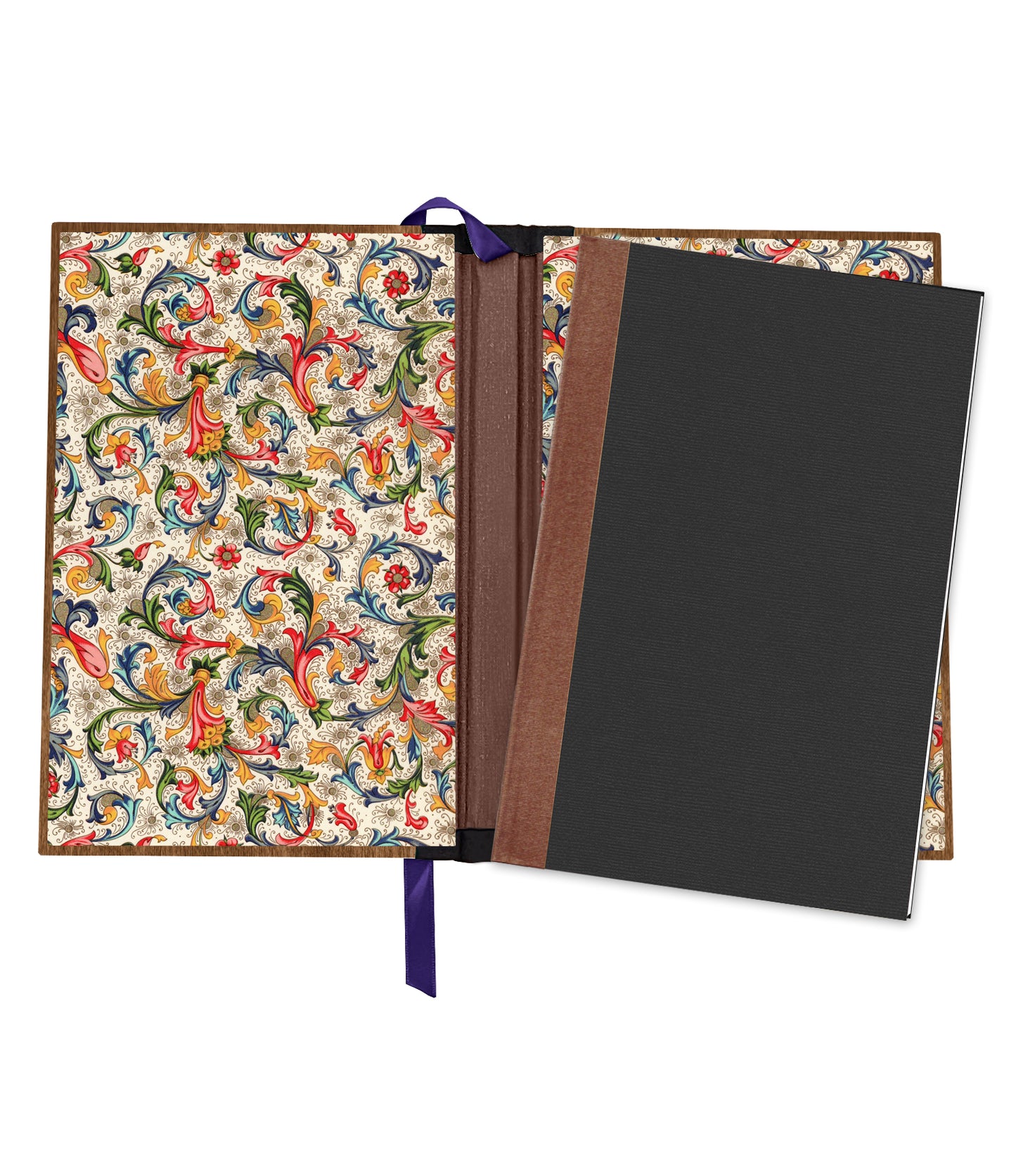 Puffin Merchant Magnetic Wooden Journal, Brown & Dark Purple