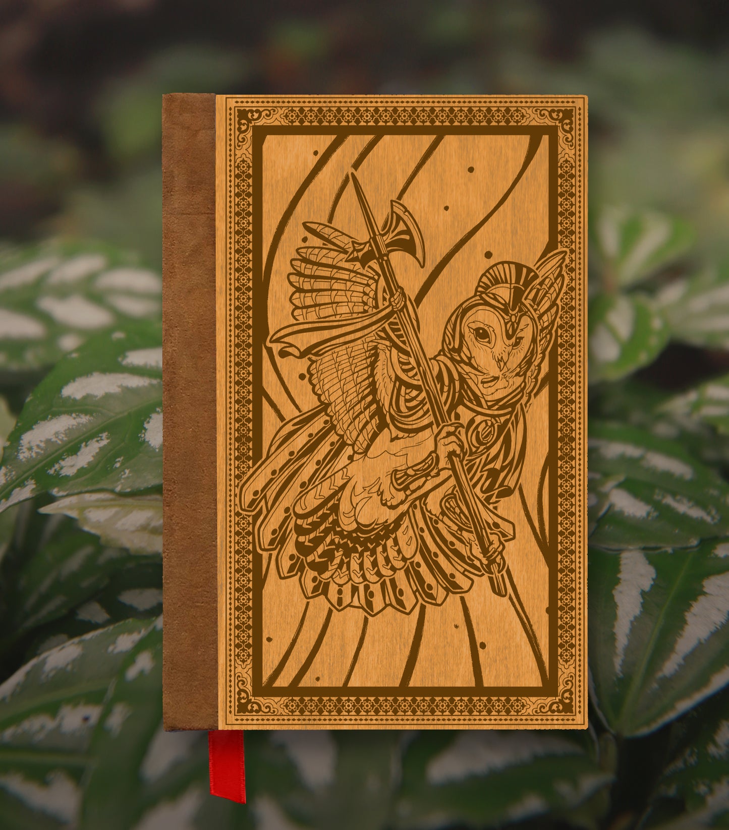 City Guard Owl Magnetic Wooden Journal, Honey & Tan