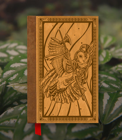 City Guard Owl Magnetic Wooden Journal, Honey & Tan