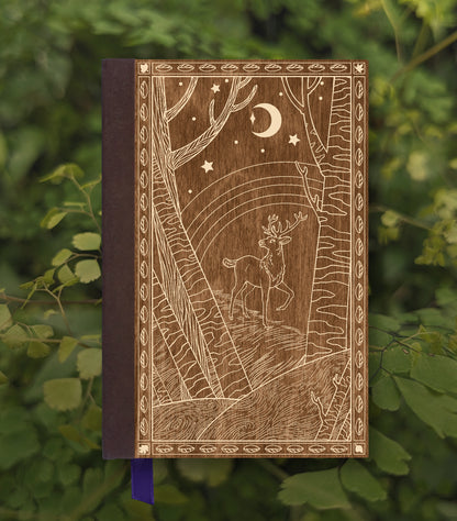 Forest Prince Magnetic Wooden Journal, Brown & Cream