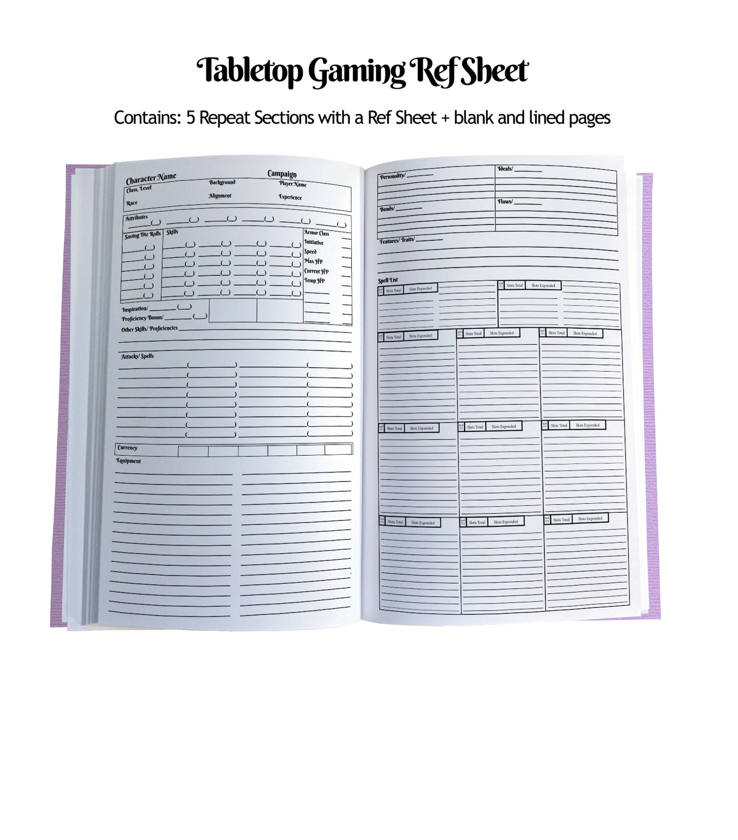 Tabletop Game Character Sheet Magnetic Journal Refill (1 size)