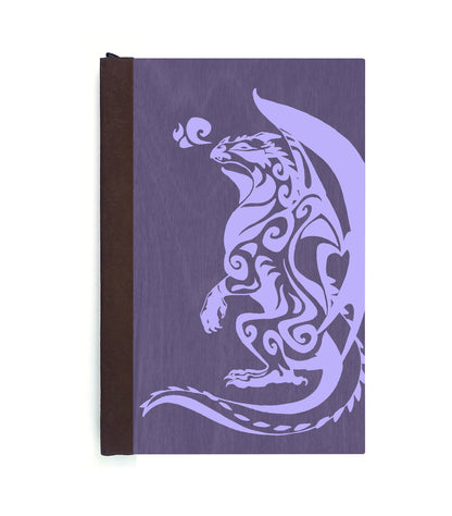 Gazing Dragon Magnetic Wooden Journal, Purple & Lavender