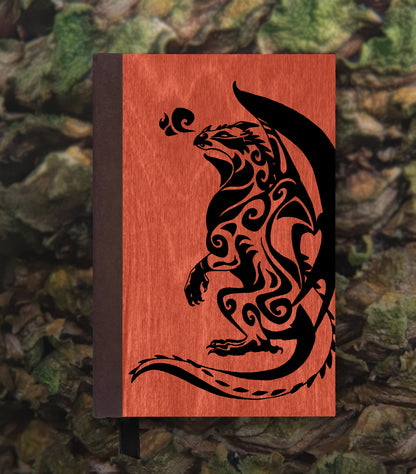 Gazing Dragon Magnetic Wooden Journal, Red & Black