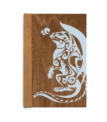 Gazing Dragon Magnetic Wooden Journal, Brown & Gray
