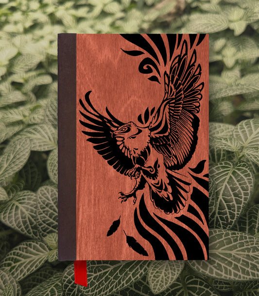 Soaring Eagle Magnetic Wooden Journal, Red & Black