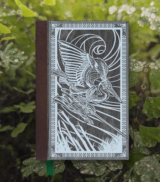 Heron Fencer Magnetic Wooden Journal, Black & Gray
