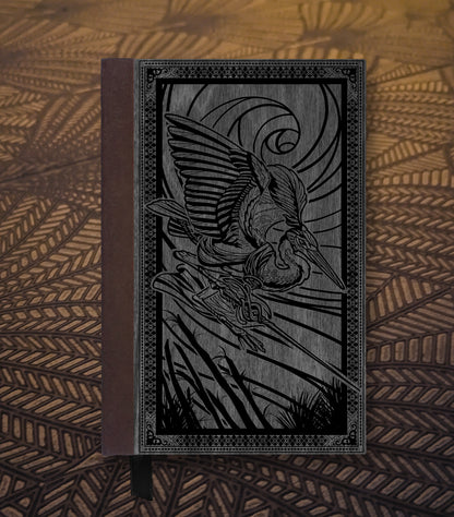 Heron Fencer Magnetic Wooden Journal, Black & Black