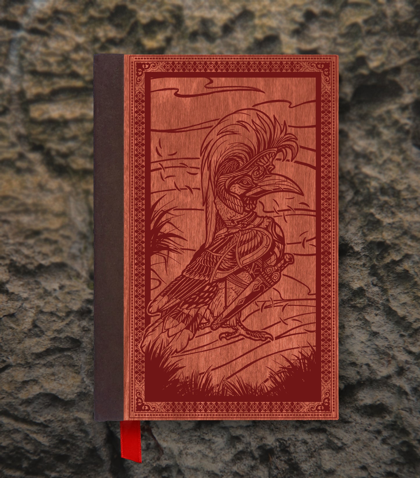 Hornbill General Magnetic Wooden Journal, Red & Dark Red