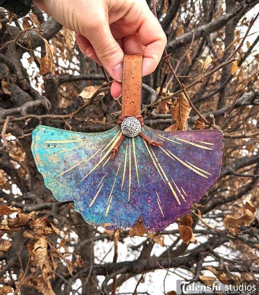 Cork Leather Zipper Pouch - Galaxy Ginko (2 sizes)